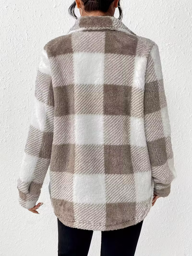 Cómoda chaqueta de forro polar a cuadros ALBI - Chaquetas y abrigos - vista lateral