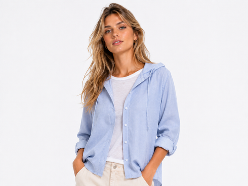 Camisa de lino con capucha y botones ALBI - Camisas - foto principal