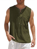 Camiseta de tirantes de lino con cuello en V ALBI - foto principal