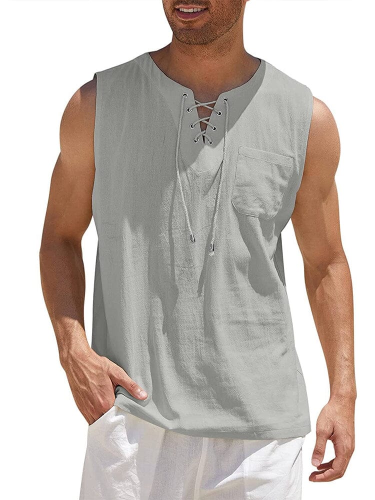 Camiseta de tirantes de lino con cuello en V ALBI - vista trasera