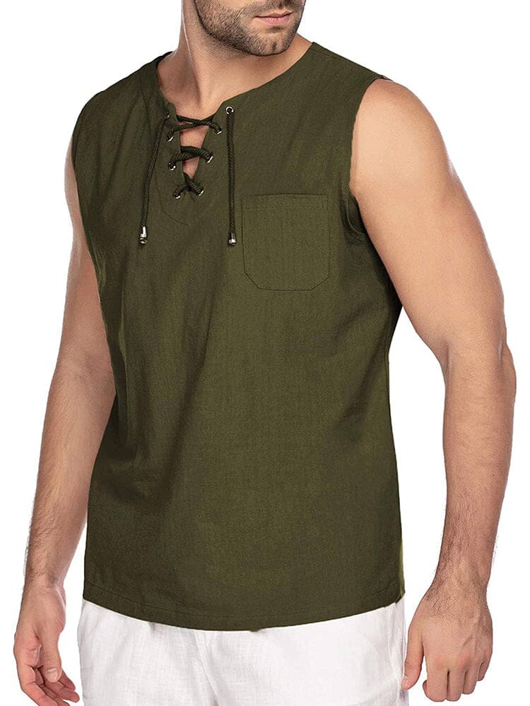 Camiseta de tirantes de lino con cuello en V ALBI - imagen 11