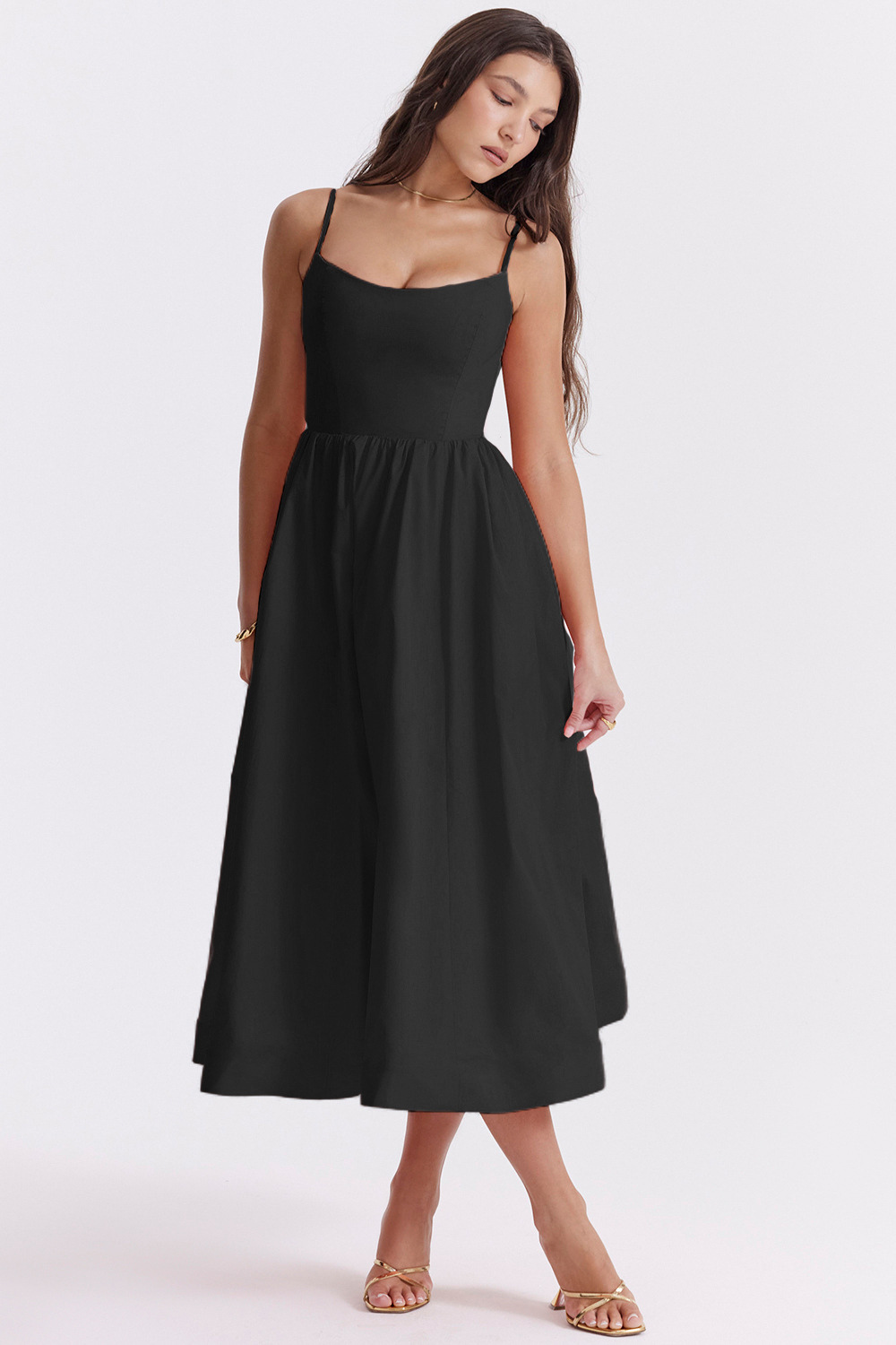 Elegante vestido midi de verano con corte corsé ALBI - Vestidos - vista trasera