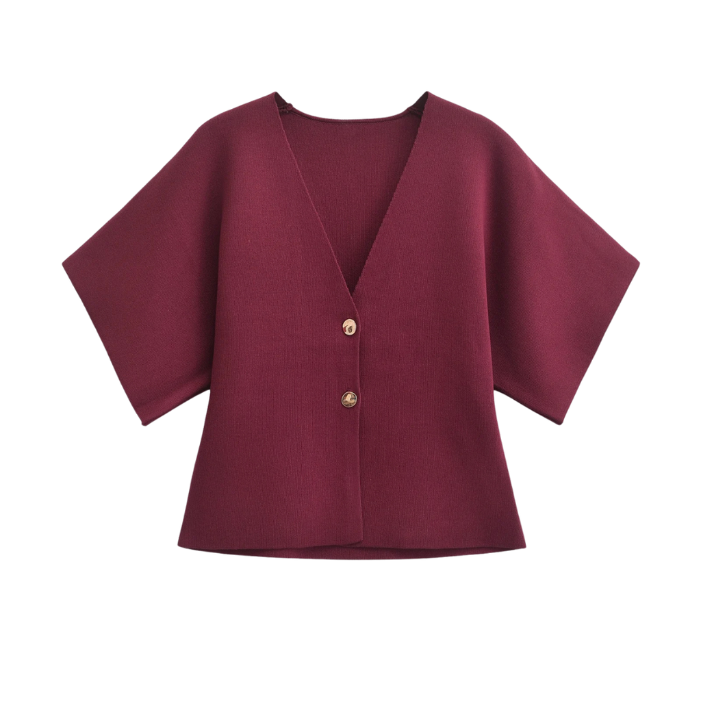 Blusa minimalista y elegante con cierre de botones ALBI - Blusas - detalle de tejido