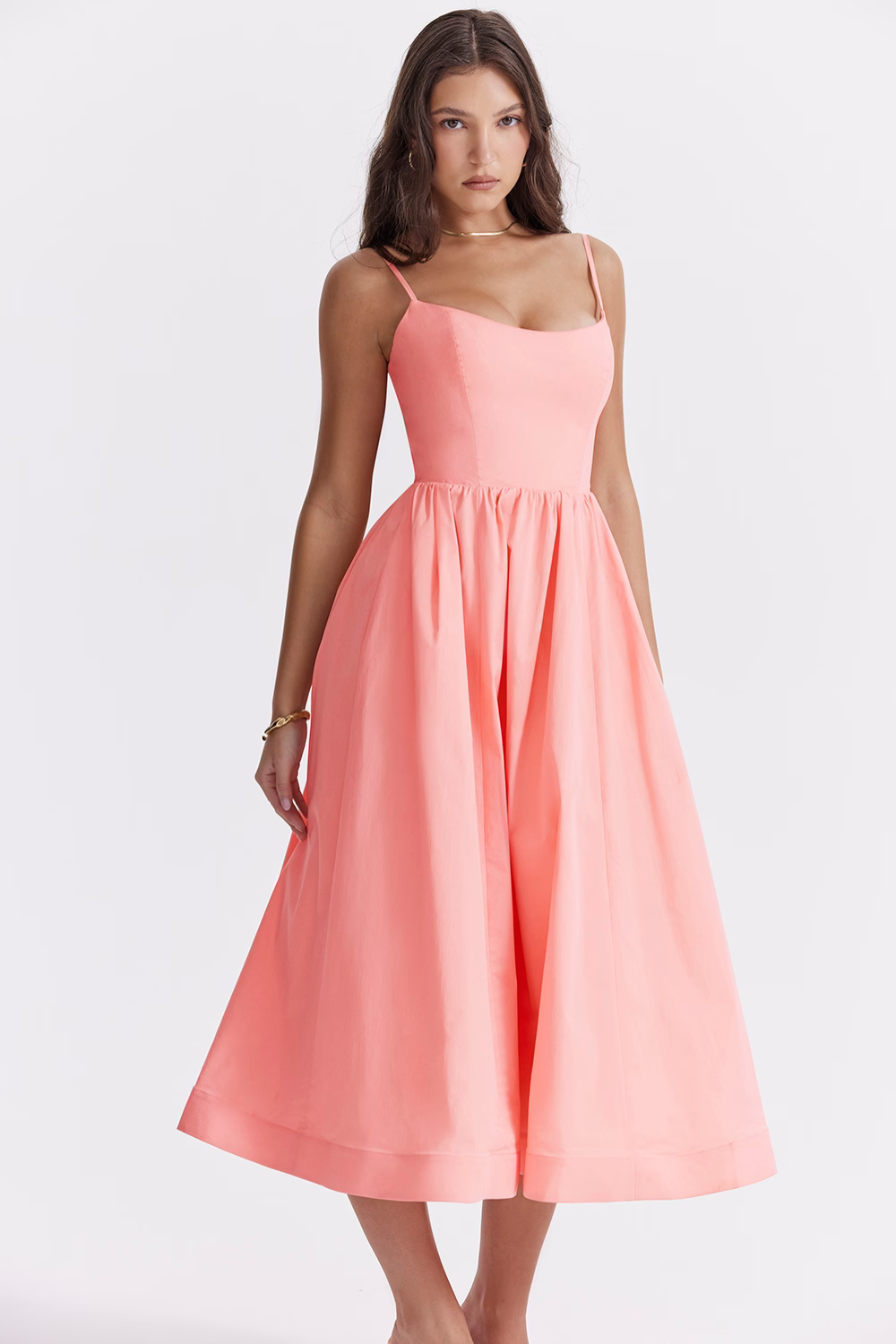 Elegante vestido midi de verano con corte corsé ALBI - Vestidos - foto principal