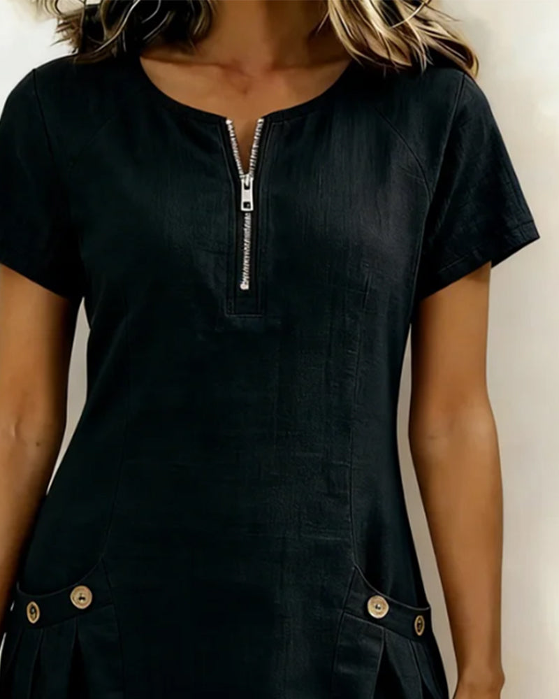 Vestido de corte recto para mujer, de manga corta ALBI - Vestidos - imagen 10
