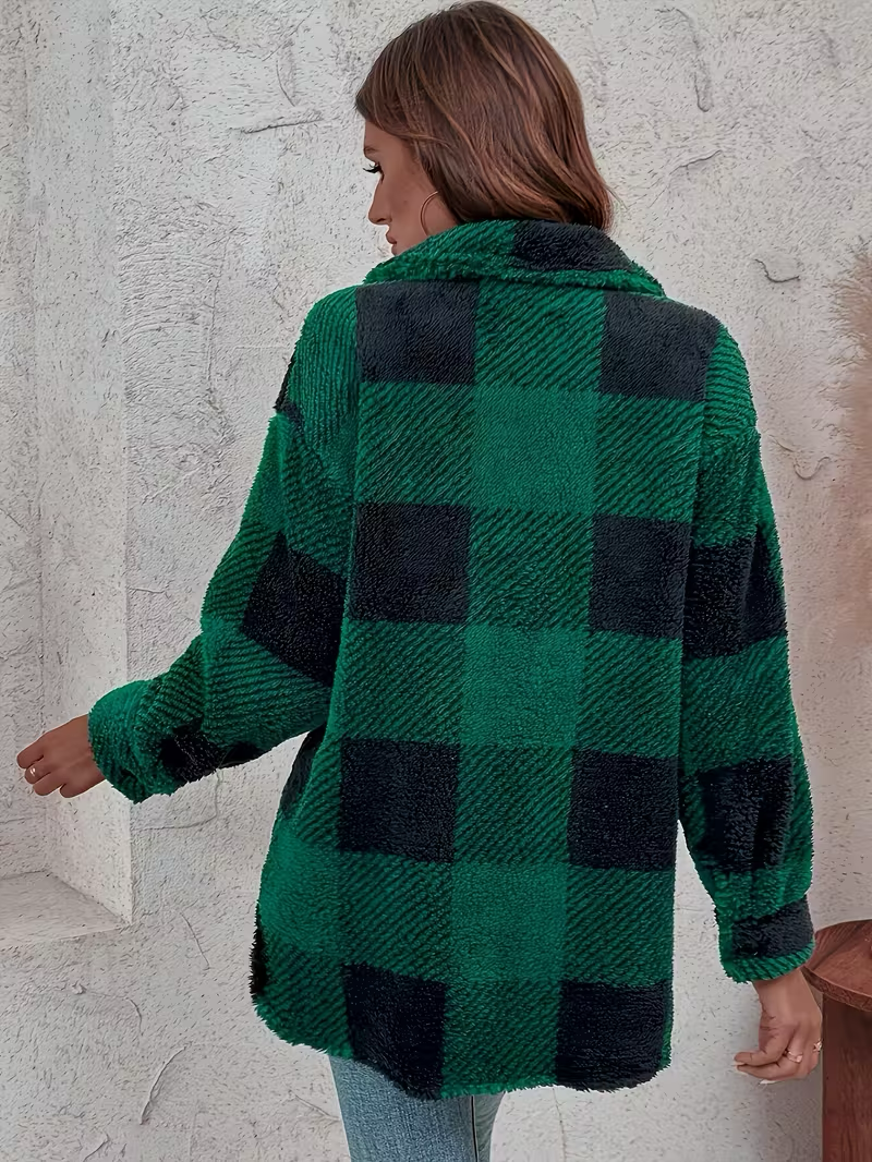 Cómoda chaqueta de forro polar a cuadros ALBI - Chaquetas y abrigos - vista trasera