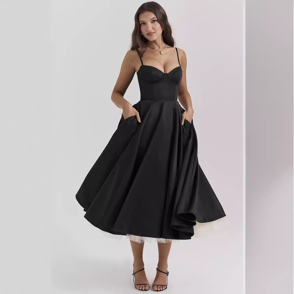 Vestido midi romántico de verano ALBI - Vestidos - vista frontal