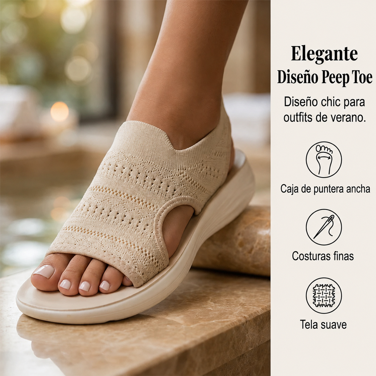Sandalias de plataforma de punto transpirable con tira en el talón ALBI - detalle de tejido