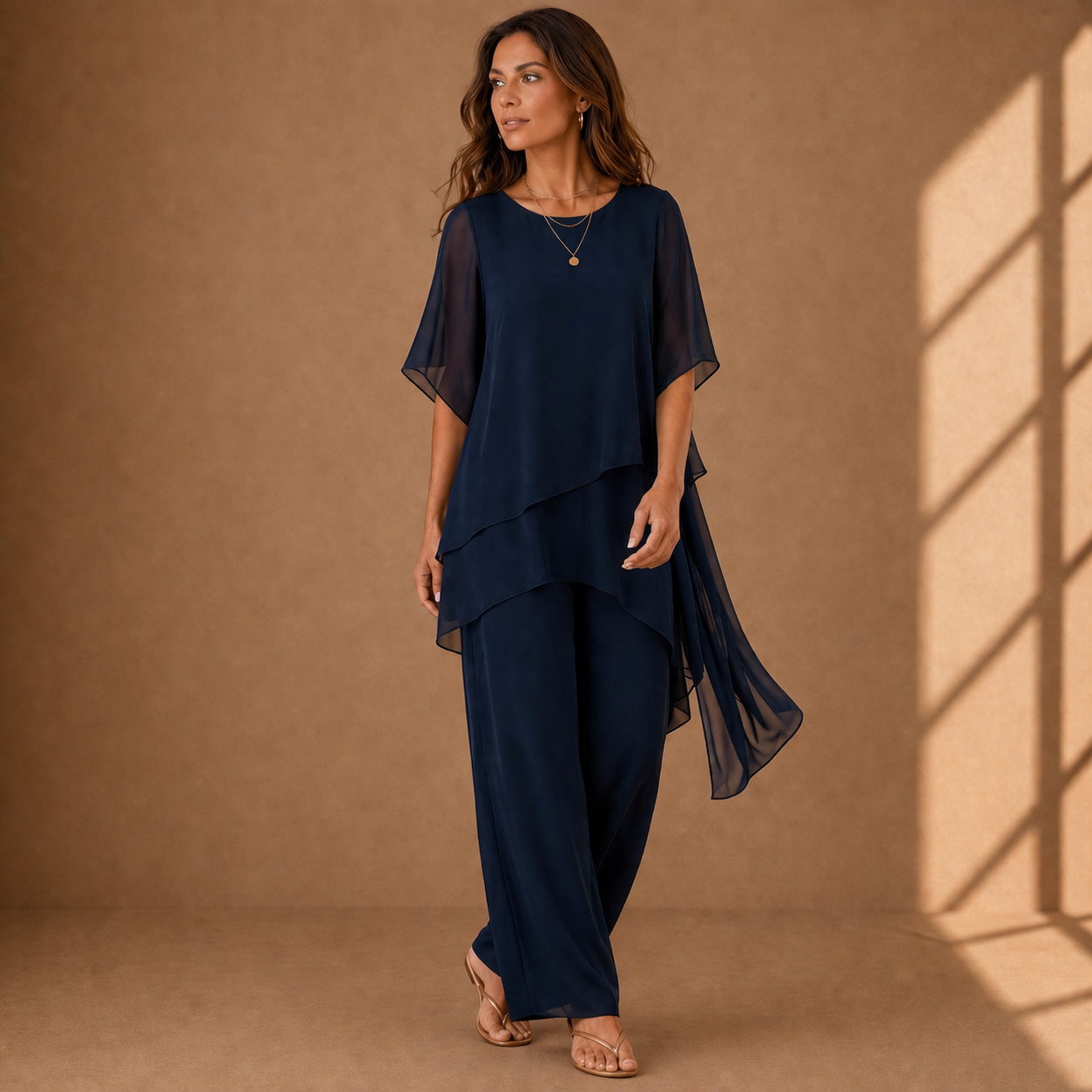 Conjunto de dos piezas con top de varias capas y pantalón ALBI - Conjuntos de ropa - vista lateral