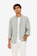 Camisa de lino con cuello redondo ALBI - Camisas - foto principal