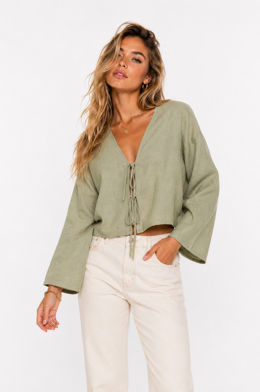 ALBI | Blusa elegante cierre de lazos