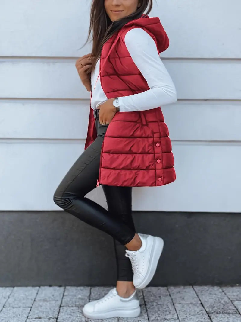 Chaleco acolchado con capucha para mujer ALBI - vista lateral