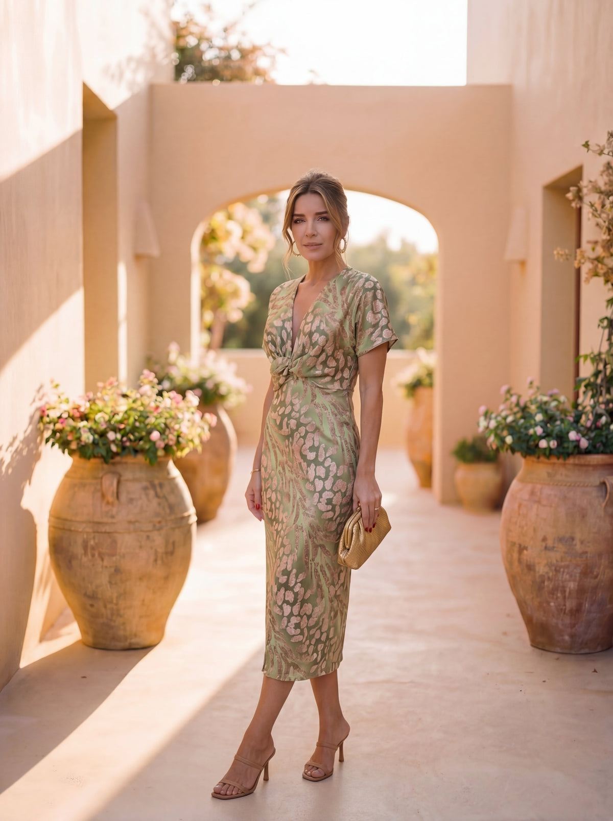 Elegante vestido con efecto cruzado ALBI - Vestidos - vista lateral