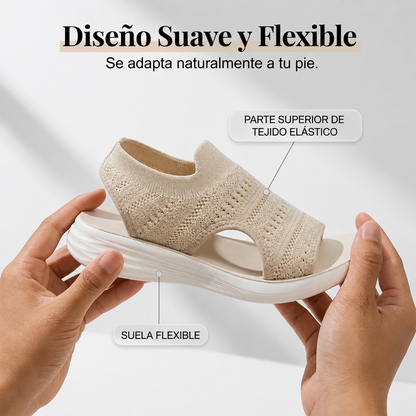 👡🌬️ALBI |  Sandalias de plataforma de punto transpirable con tira en el talón