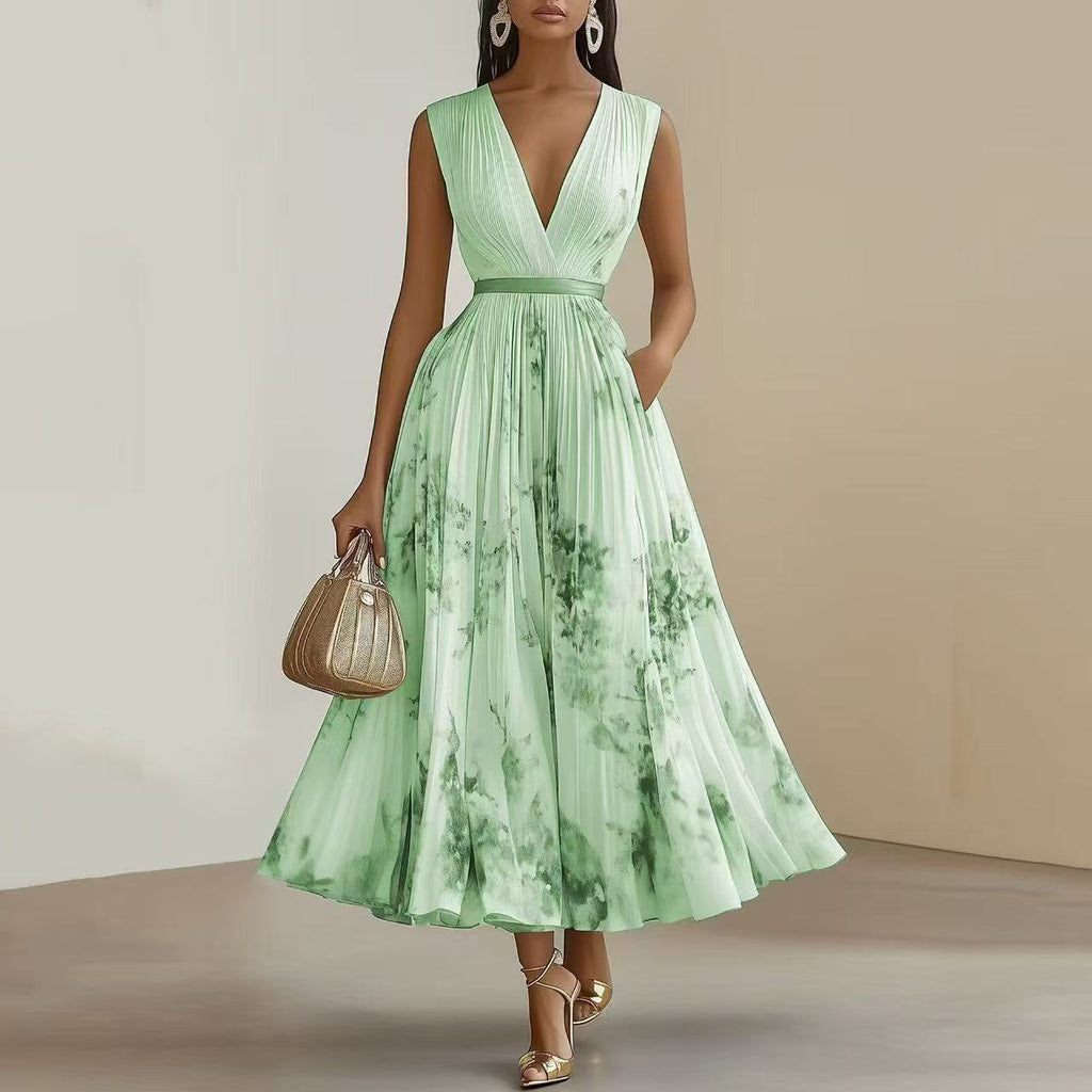 Elegante vestido con estampado floral ALBI - Vestidos - puesto en modelo