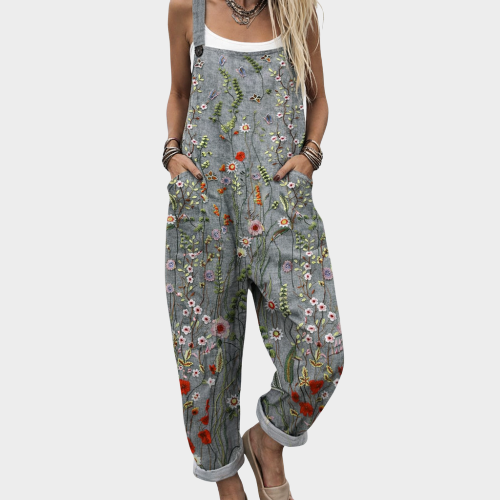 Mono de lino con estampado floral ALBI - Ropa de una pieza - vista frontal