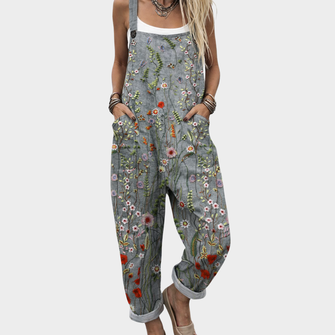 Mono de lino con estampado floral ALBI - Ropa de una pieza - vista frontal