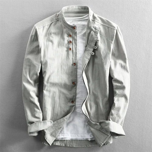 Camisa de lino con cuello redondo ALBI - Camisas - vista frontal