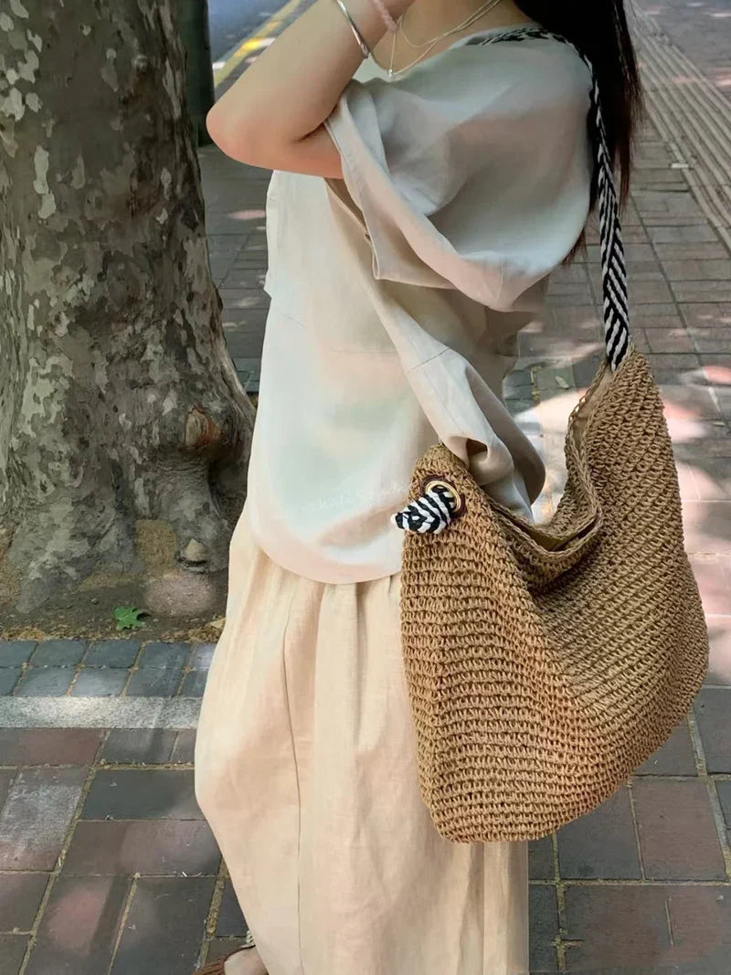 Bolso tote boho tejido – Bolso informal de playa y para diario ALBI - Bolsos estilo shopper - imagen 13