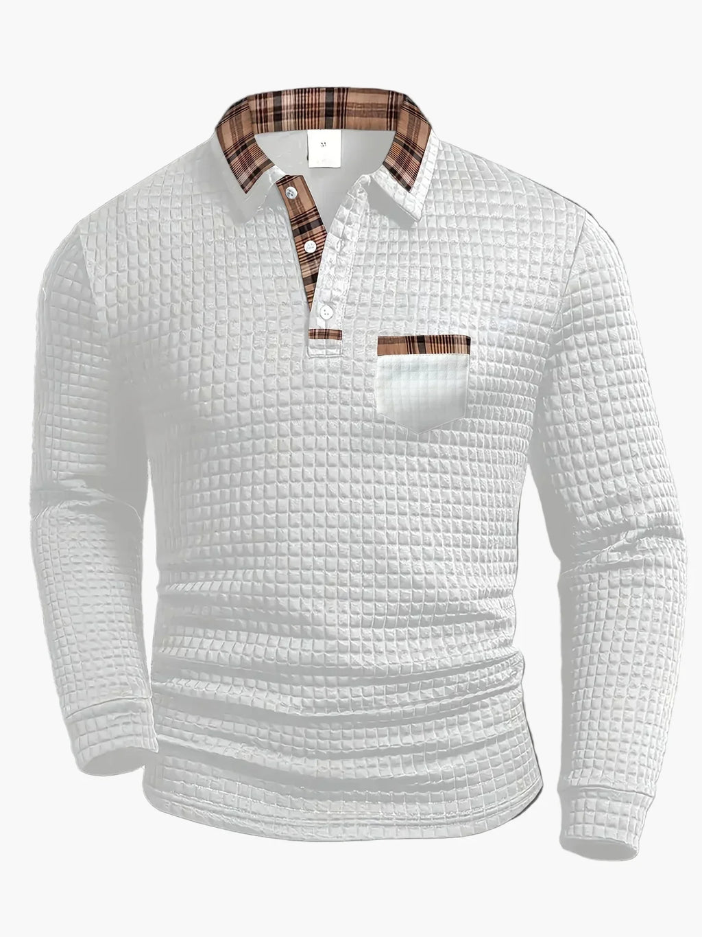 Polo de manga larga con diseño acolchado ALBI - detalle de tejido