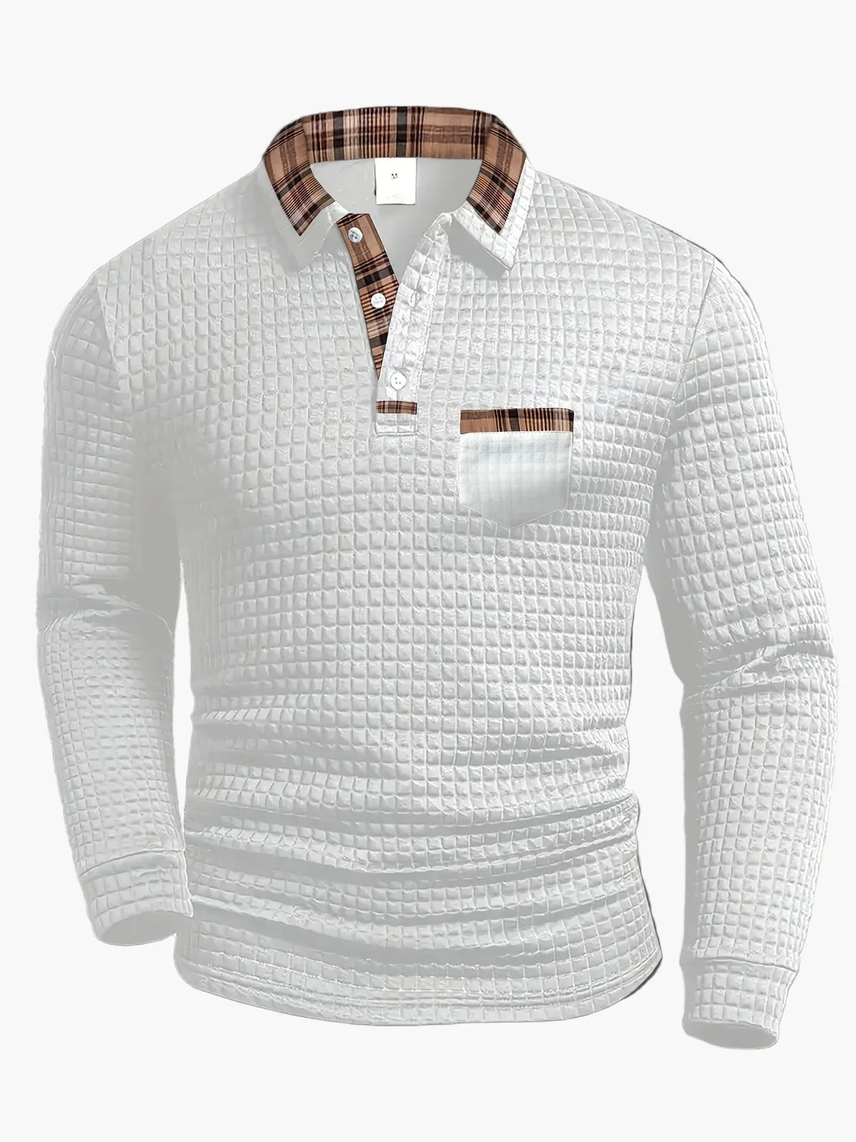 Polo de manga larga con diseño acolchado ALBI - detalle de tejido