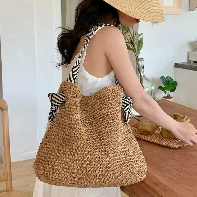 Bolso tote boho tejido – Bolso informal de playa y para diario ALBI - Bolsos estilo shopper - imagen 10