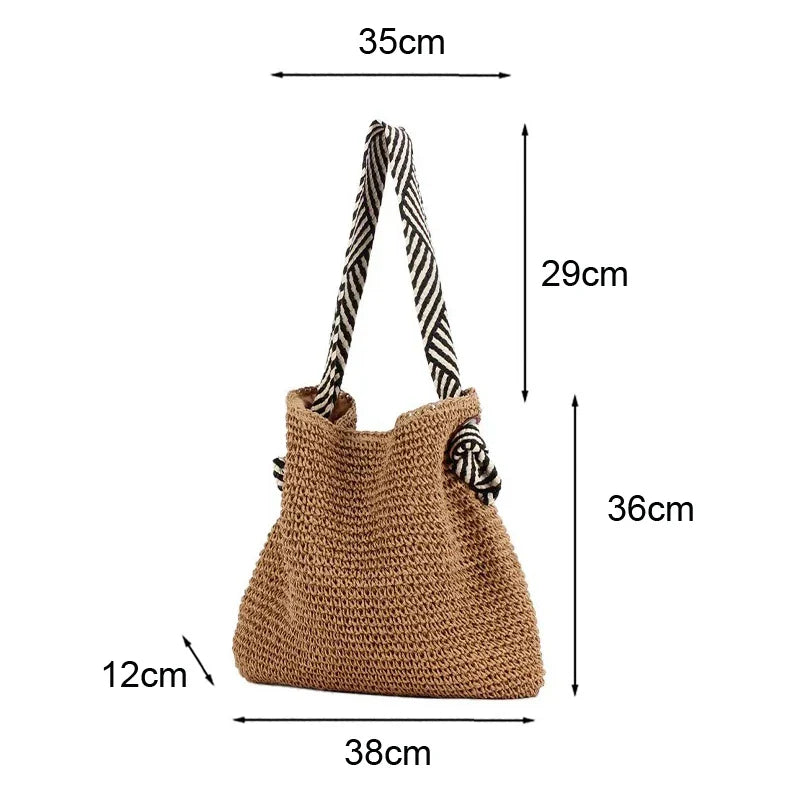 Bolso tote boho tejido – Bolso informal de playa y para diario ALBI - Bolsos estilo shopper - imagen 9