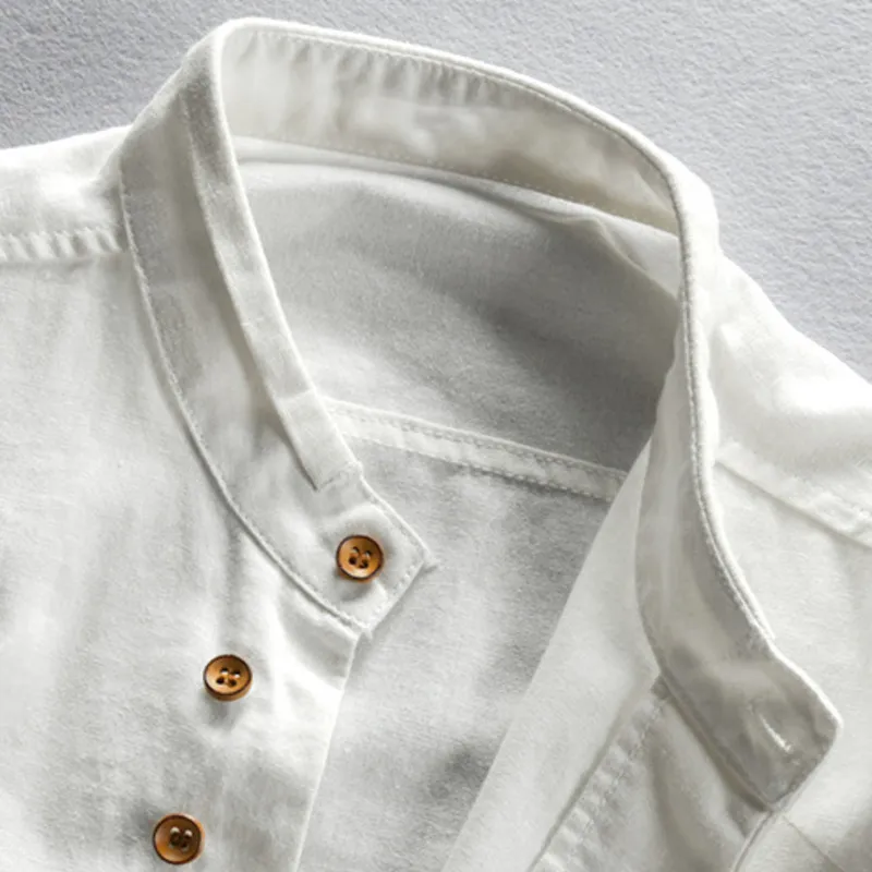 Camisa de lino con cuello redondo ALBI - Camisas - imagen 12