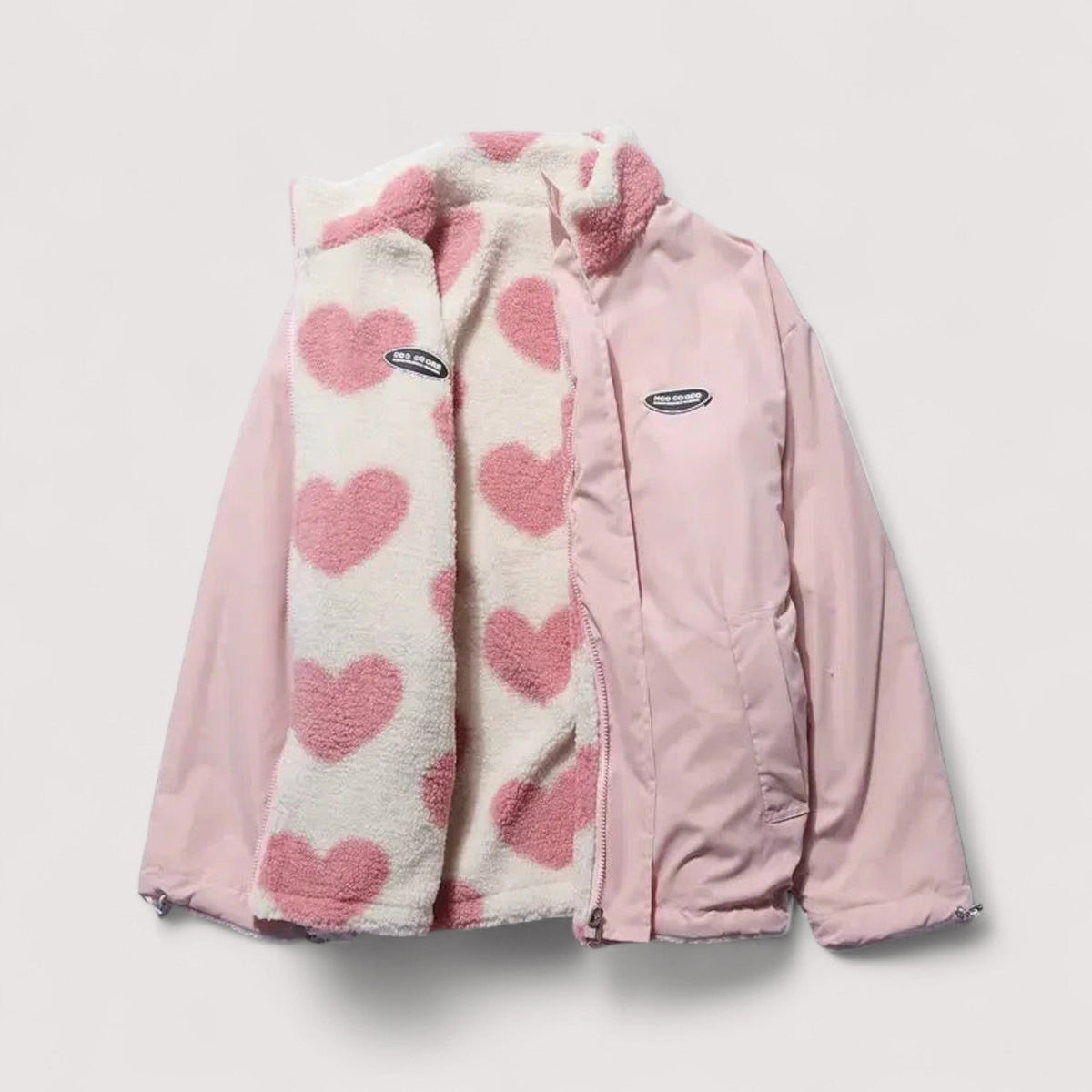 Chaqueta reversible con diseño de corazones ALBI - vista frontal