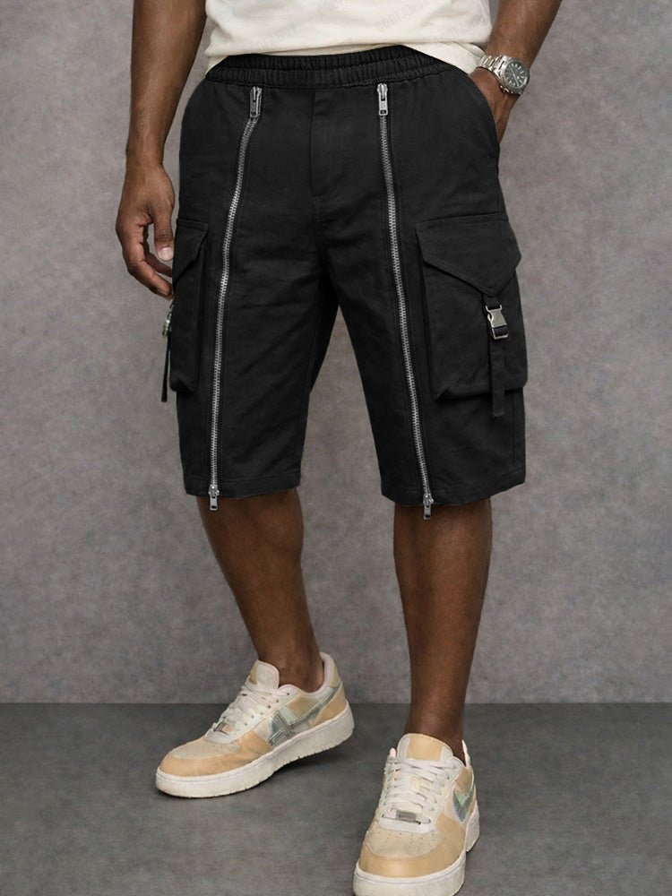 Pantalones cortos cargo tácticos con detalles de cremallera ALBI - Pantalones cortos tipo cargo - vista lateral