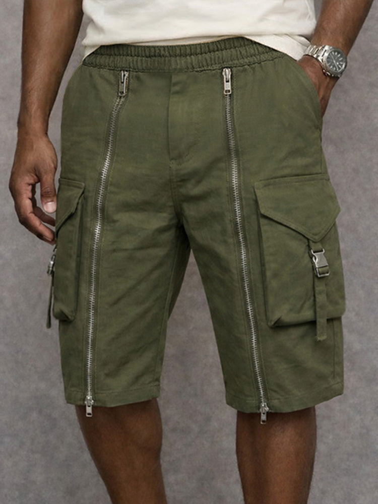 Pantalones cortos cargo tácticos con detalles de cremallera ALBI - Pantalones cortos tipo cargo - detalle de tejido