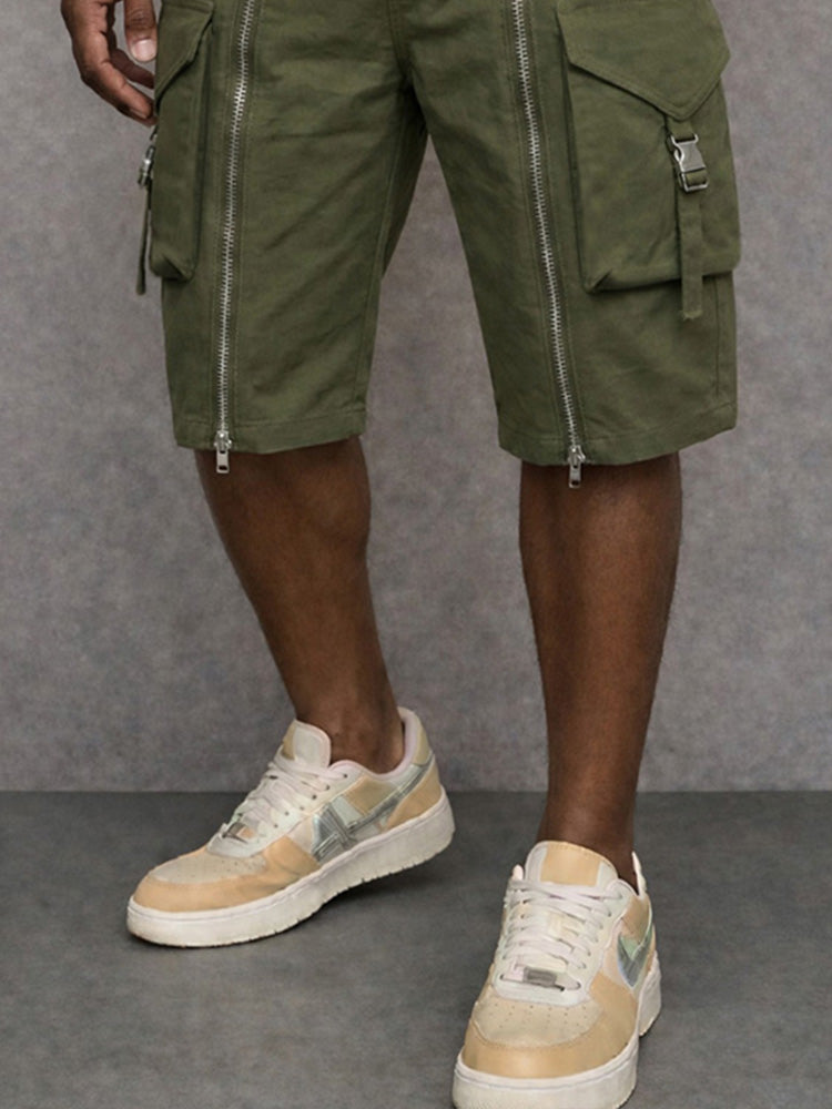 Pantalones cortos cargo tácticos con detalles de cremallera ALBI - Pantalones cortos tipo cargo - vista trasera