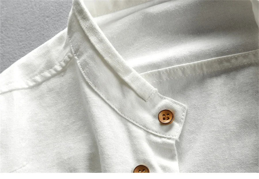 Camisa de lino con cuello redondo ALBI - Camisas - imagen 8