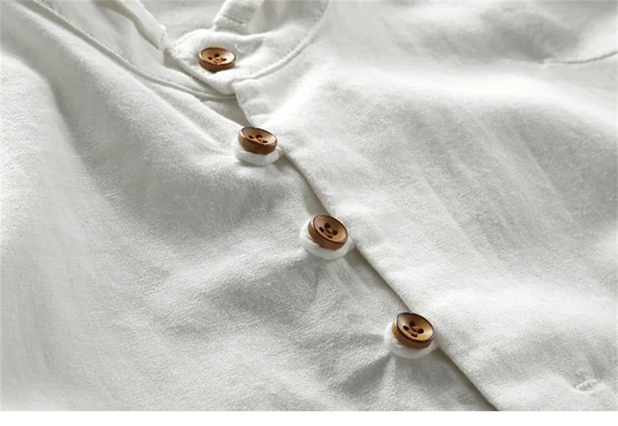 Camisa de lino con cuello redondo ALBI - Camisas - imagen 9