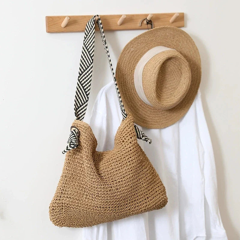 Bolso tote boho tejido – Bolso informal de playa y para diario ALBI - Bolsos estilo shopper - vista lateral
