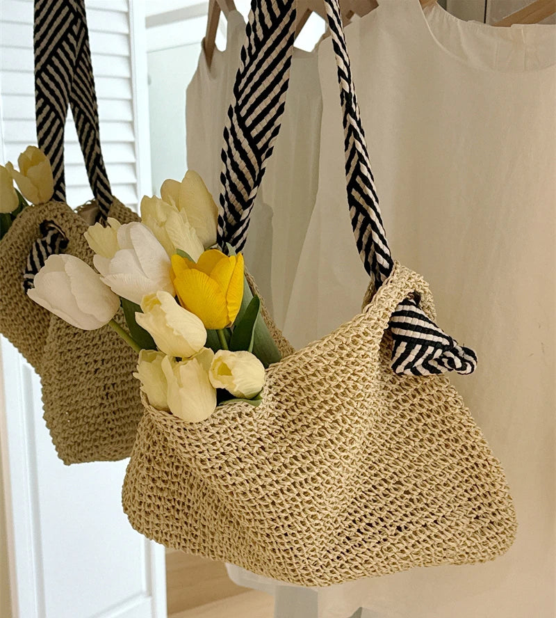 Bolso tote boho tejido – Bolso informal de playa y para diario ALBI - Bolsos estilo shopper - imagen 20