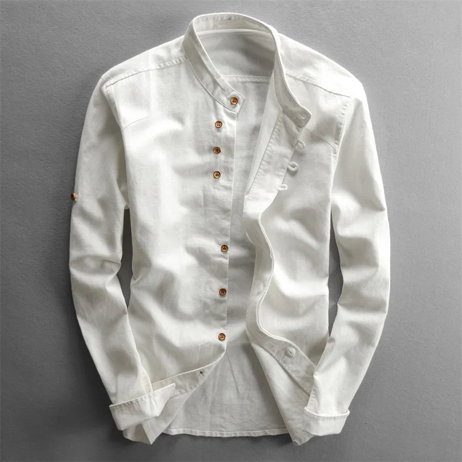 Camisa de lino con cuello redondo ALBI - Camisas - vista de conjunto