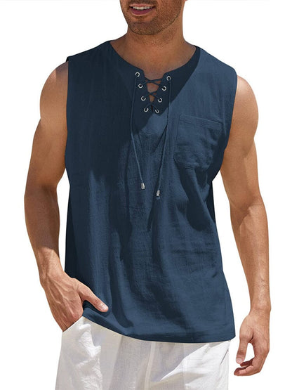 ALBI | Camiseta de tirantes de lino con cuello en V