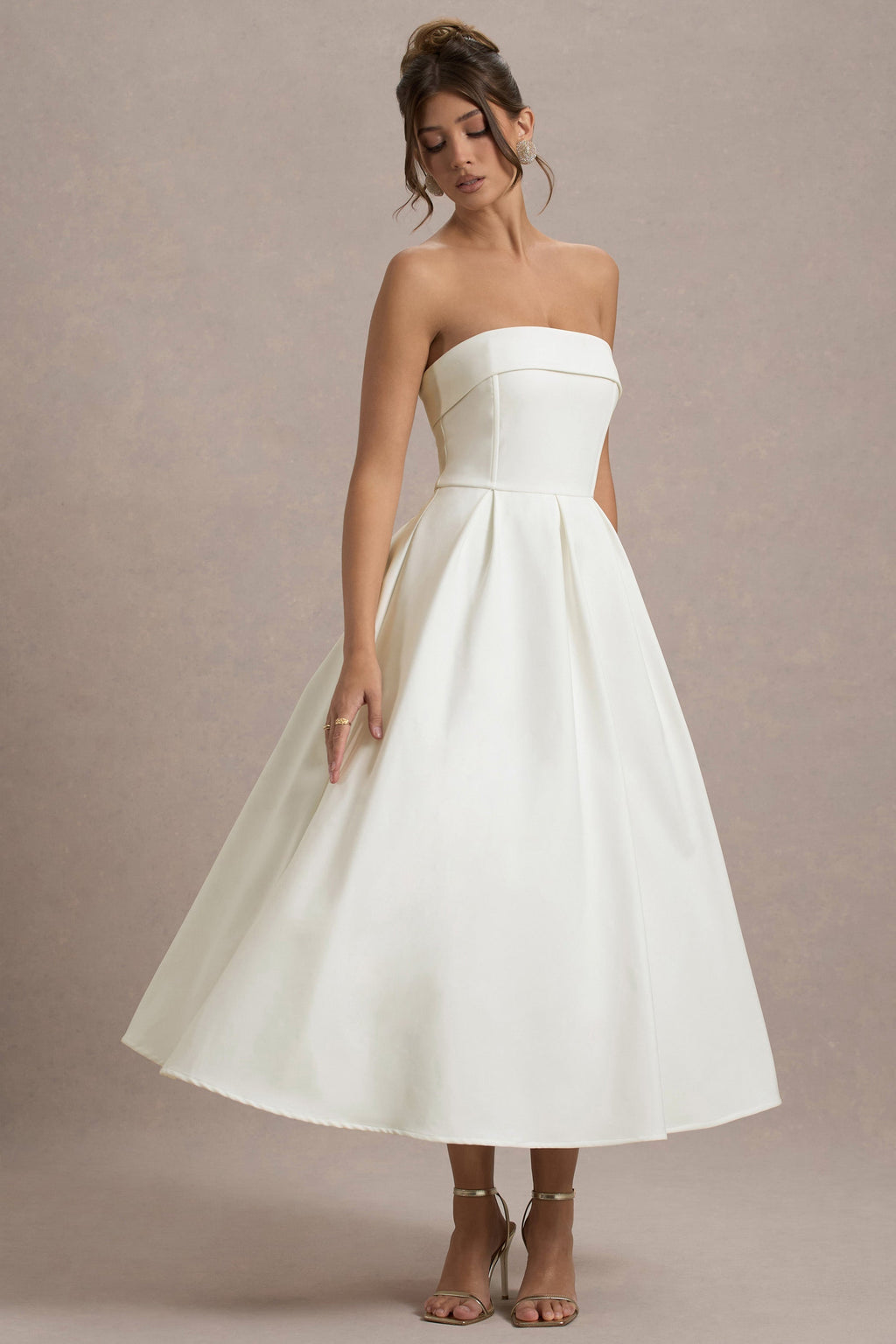 Elegante vestido midi con escote sin hombros ALBI - Vestidos - imagen 8
