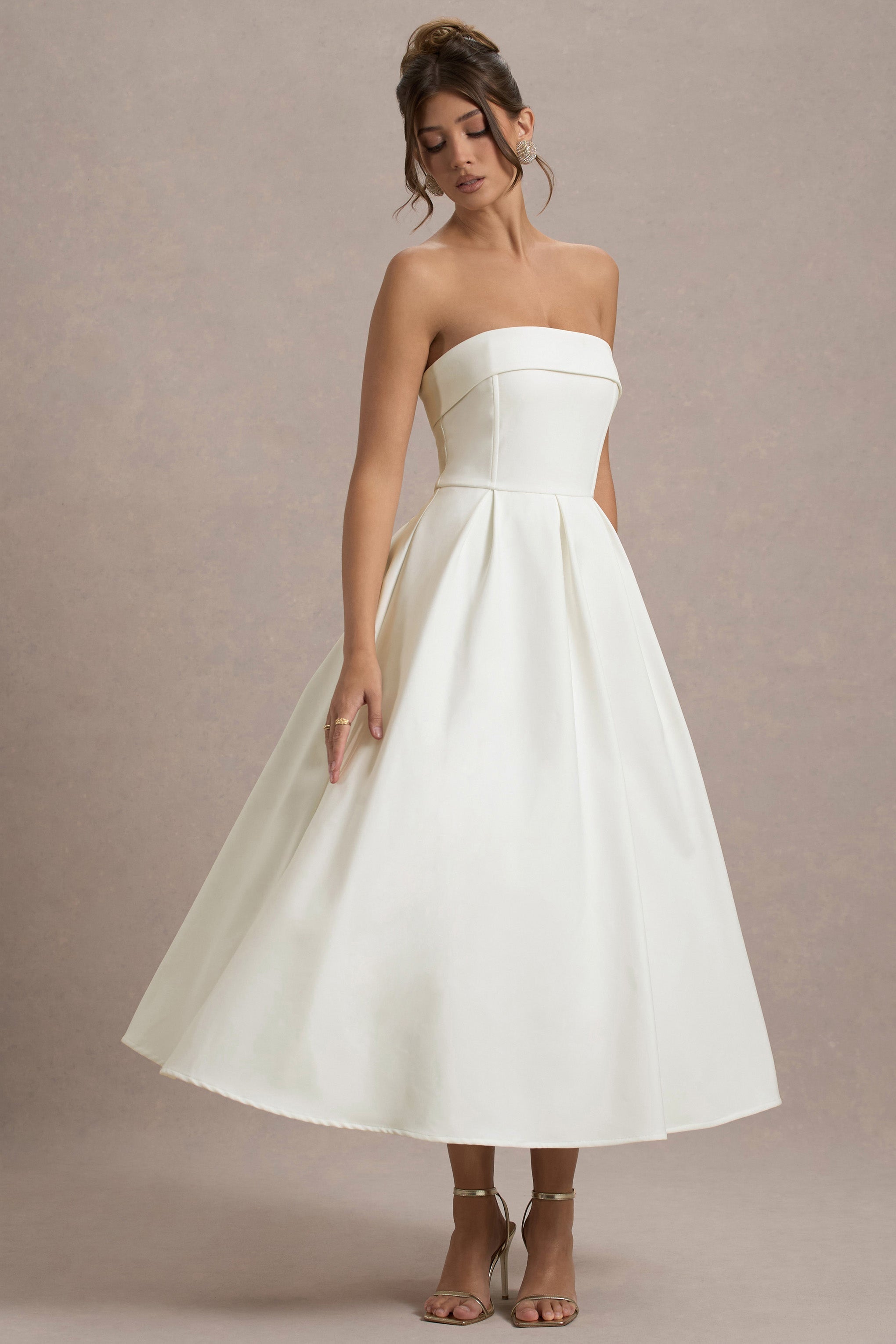 Elegante vestido midi con escote sin hombros ALBI - Vestidos - imagen 8