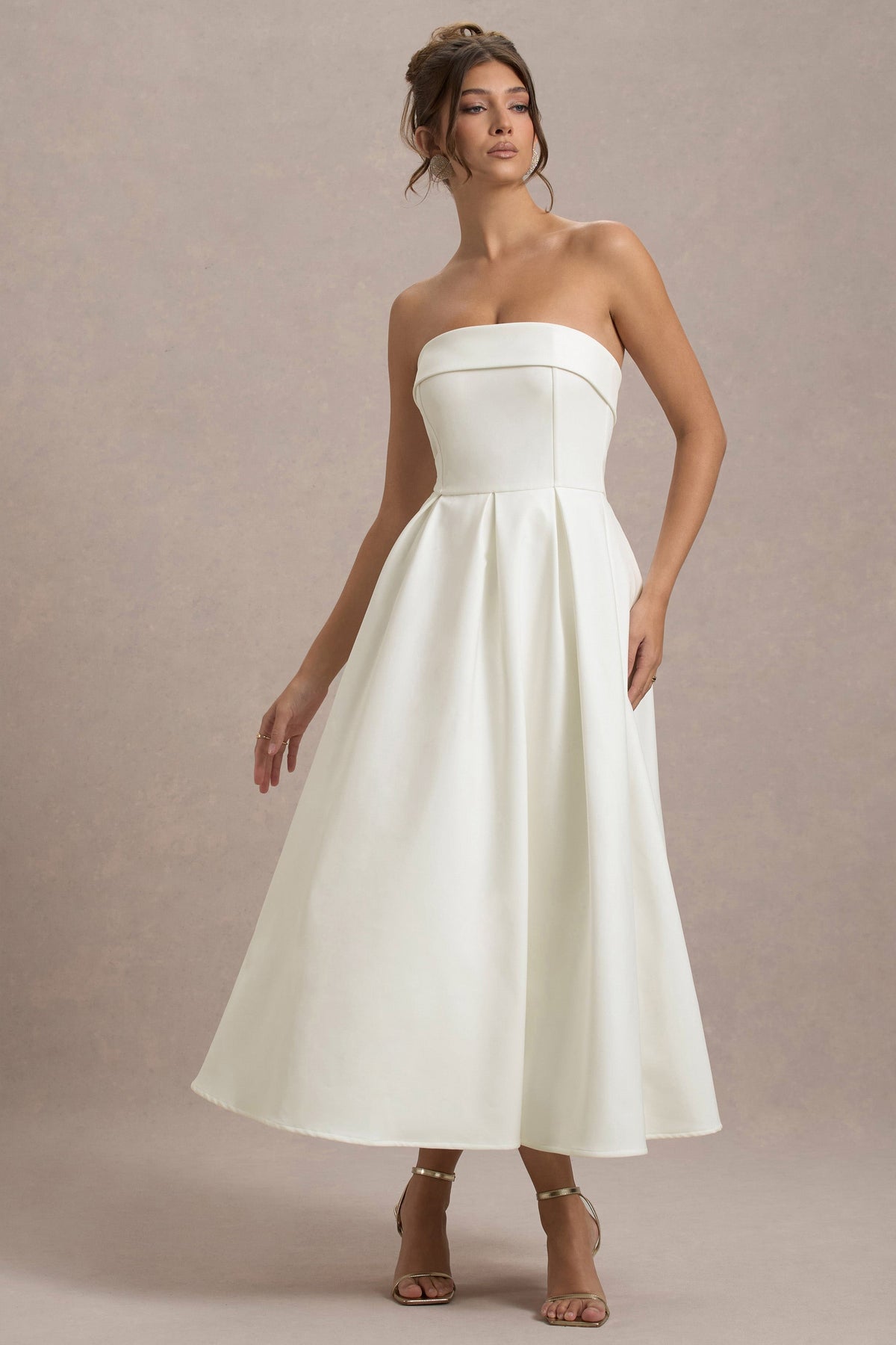 Elegante vestido midi con escote sin hombros ALBI - Vestidos - vista de conjunto