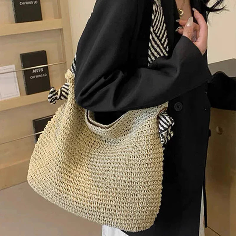 ALBI | Bolso tote boho tejido – Bolso informal de playa y para diario