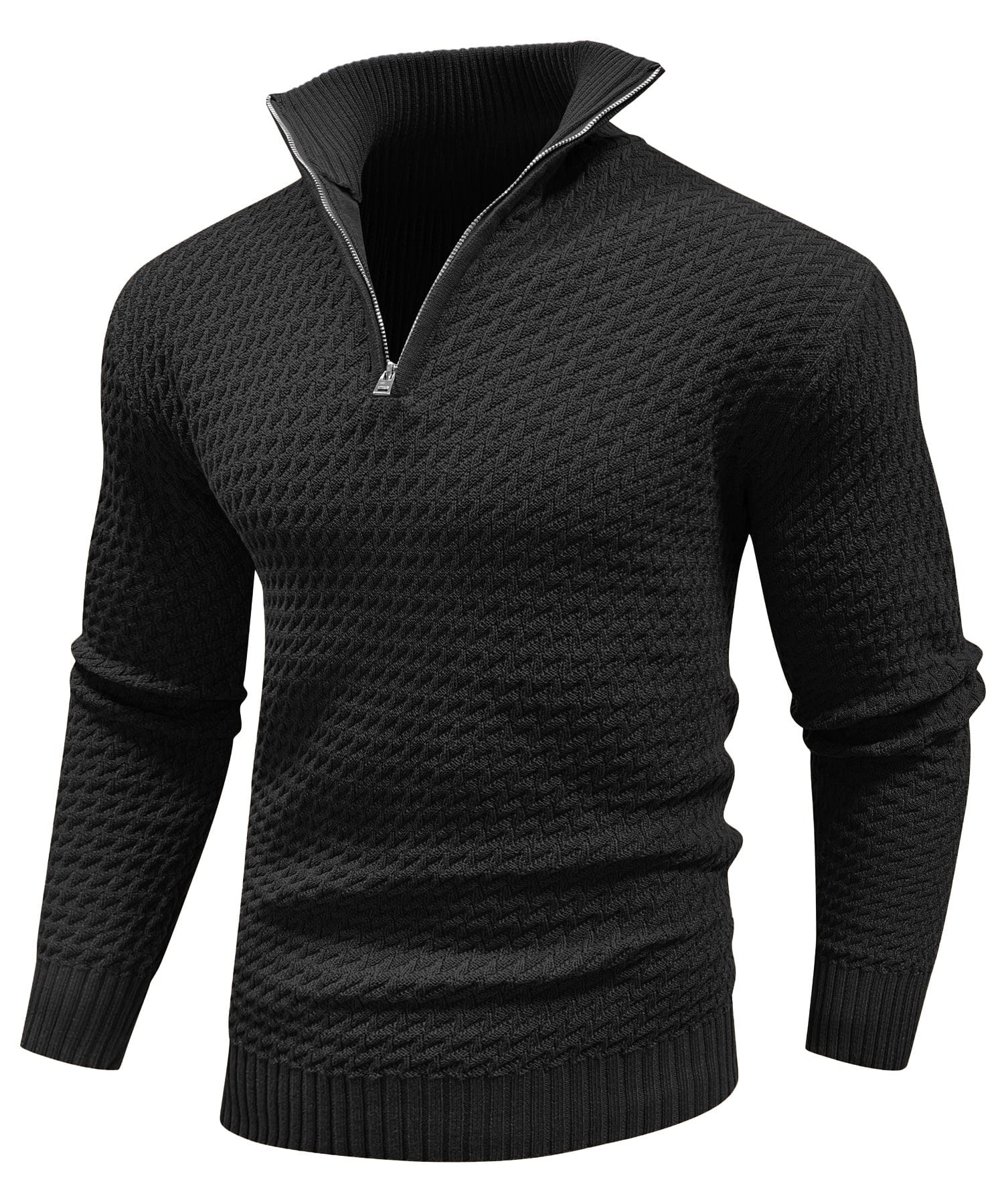 Jersey de cuello alto con cremallera ALBI - color negro - puesto en modelo