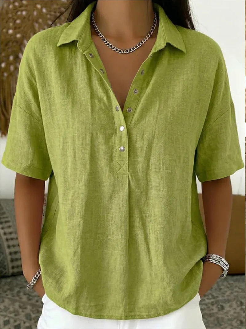 Blusa con cuello de botones ALBI - Blusas - vista de conjunto