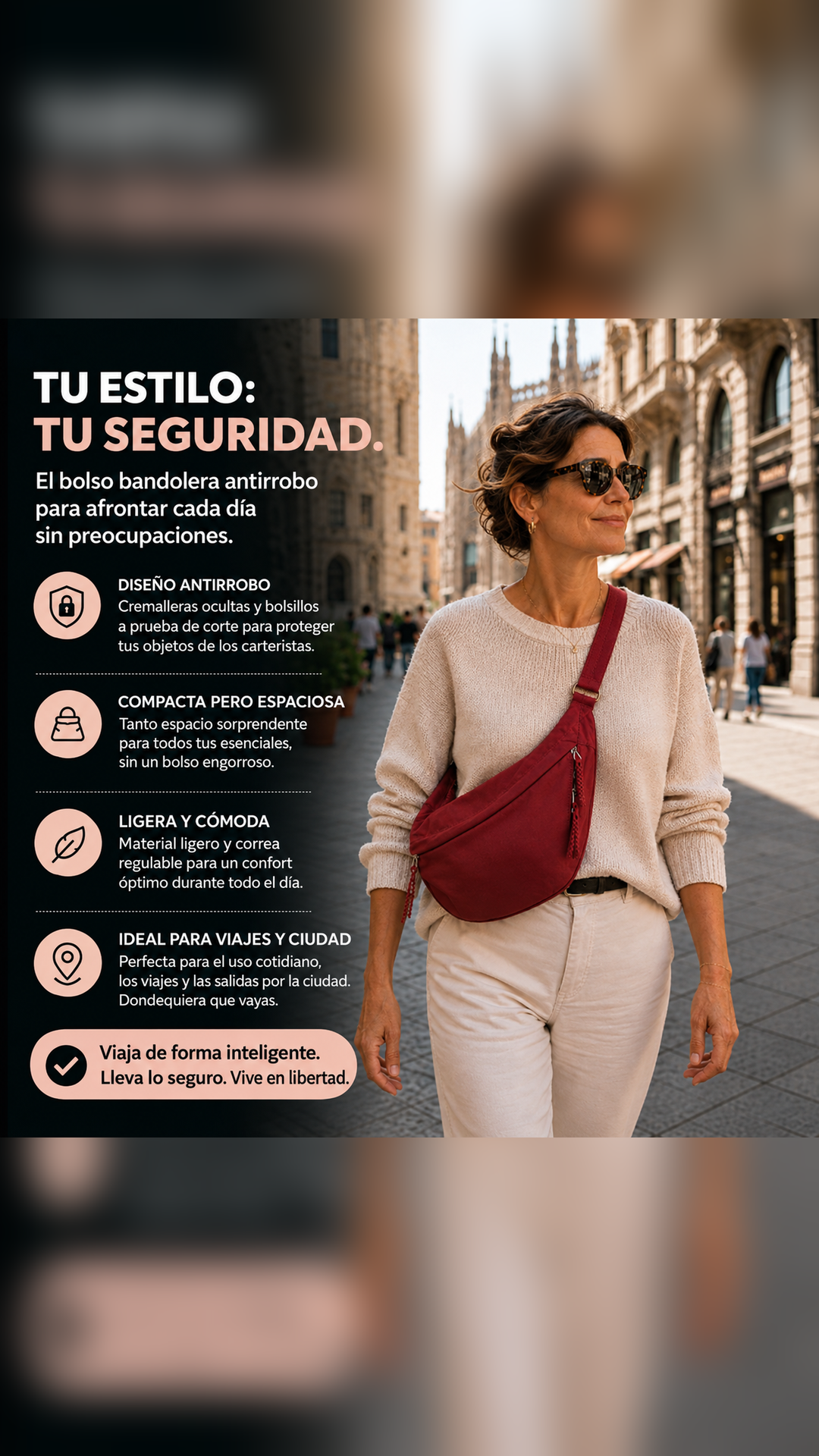 Rosa | Bolso de hombro burdeos
