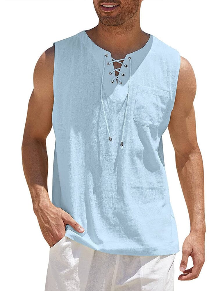 Camiseta de tirantes de lino con cuello en V ALBI - imagen 14