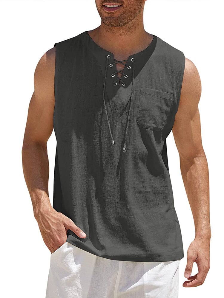 Camiseta de tirantes de lino con cuello en V ALBI - imagen 15