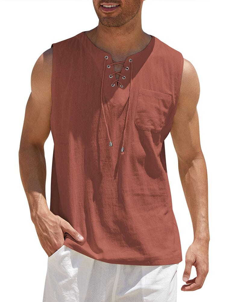 Camiseta de tirantes de lino con cuello en V ALBI - imagen 17