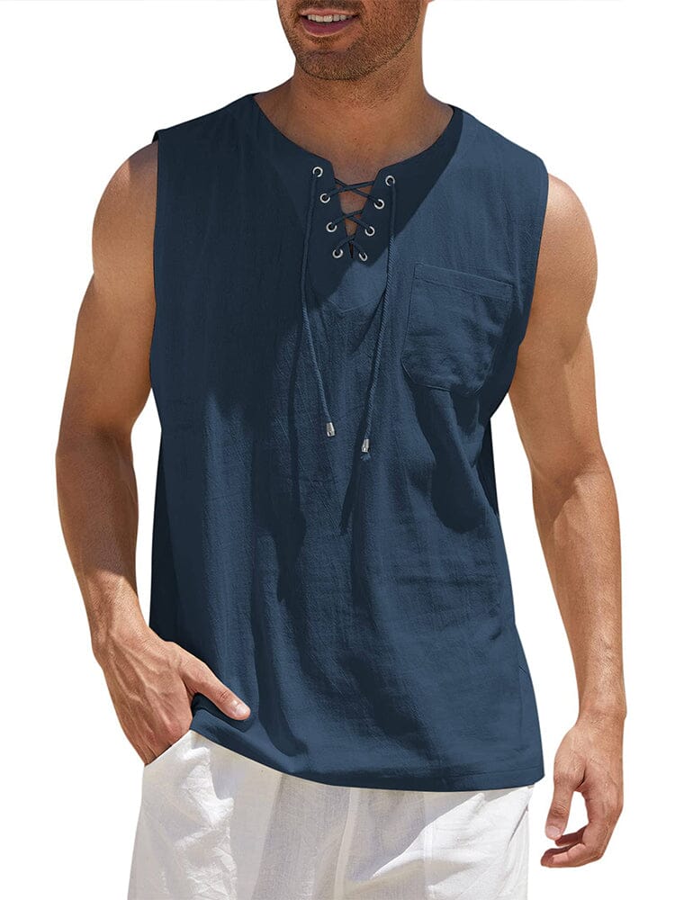 Camiseta de tirantes de lino con cuello en V ALBI - imagen 19