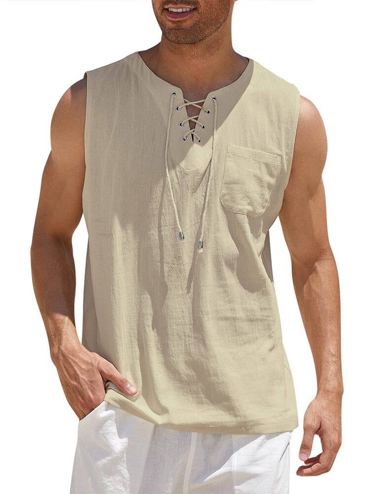 Camiseta de tirantes de lino con cuello en V ALBI - imagen 20